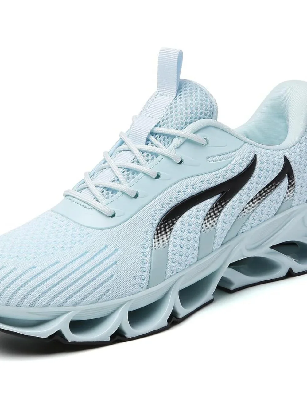 Women's Light Blue Mesh Sneakers Athletic Running Walking Shoes Lace-up